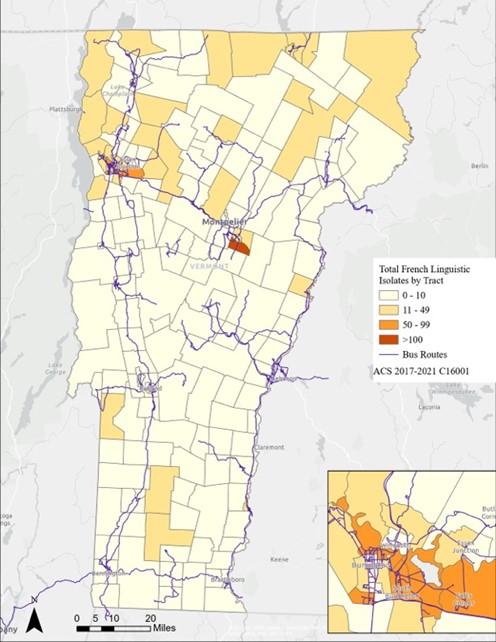 Total French Linguistic Isloates by Tract